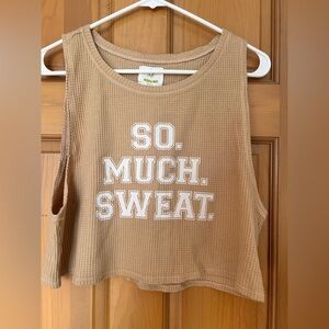 NWT Tan Sleeveless Top with Graphic Text